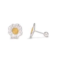 925 Sterling Silver Stud Earring, Daisy, plated, fashion jewelry & for woman, 10x10mm, Sold By Pair