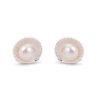 925 Sterling Silver Stud Earring with Plastic Pearl Shell fashion jewelry & for woman silver color Sold By Pair