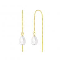 Freshwater Pearl Earrings, with Brass, gold color plated, fashion jewelry & for woman, white, 77mm,5.5-6mm, Sold By Pair