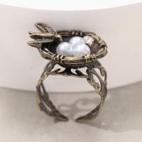 Zinc Alloy Finger Ring with Plastic Pearl plated fashion jewelry & Unisex nickel lead & cadmium free 17mm Sold By PC