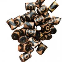 Natural Tibetan Agate Dzi Beads, three-eyed & DIY, two different colored, 10x15mm, 10PCs/Lot, Sold By Lot