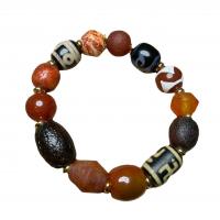 Ágata jóias pulseira, ágata, Natural & joias de moda & unissex, multi colorido, 15x22mm, vendido para 20-24 cm Strand