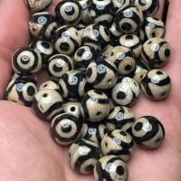Natural Tibetan Agate Dzi Beads, Round, DIY, two different colored, 14mm, 10PCs/Lot, Sold By Lot