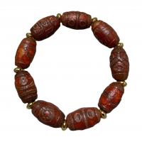 Ágata jóias pulseira, Ágata tibetana, Natural & unissex, vermelho, 15x22mm, vendido para 21-22 cm Strand