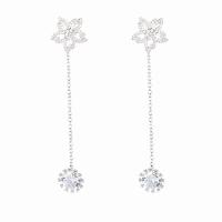 Brass Drop Earring, platinum plated, fashion jewelry & micro pave cubic zirconia & for woman, nickel, lead & cadmium free, 69x12mm, Sold By Pair