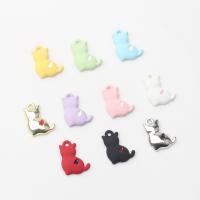Tibetan Style Animal Pendants, Cat, painted, DIY & enamel, more colors for choice, nickel, lead & cadmium free, 12x15mm, Approx 100PCs/Bag, Sold By Bag