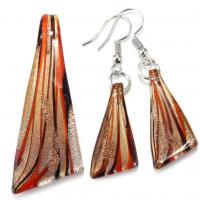 Lampwork Jewelry Sets, pendant & earring, with Iron, Triangle, silver color plated, fashion jewelry & for woman, more colors for choice, 14-30mm,22-57mm, Sold By Set