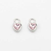 Zinc Alloy Heart Pendants with Cubic Zirconia silver color plated DIY nickel lead & cadmium free Approx Sold By Bag