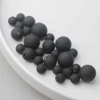 Frosted akryl perler, Runde, malede, du kan DIY & forskellig størrelse for valg, sort, Ca. 100pc'er/Bag, Solgt af Bag