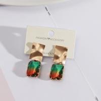 Tibetan Style Stud Earring, with Crystal, fashion jewelry & for woman, more colors for choice, nickel, lead & cadmium free, 37mm, Sold By Pair