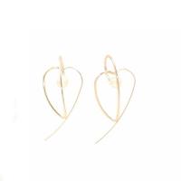 Brass Earring Hook with Plastic Pearl Heart fashion jewelry & for woman nickel lead & cadmium free 55mm Sold By Pair