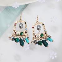 Tibetan Style Drop Earrings, fashion jewelry & for woman & with rhinestone, nickel, lead & cadmium free, 23x53mm, Sold By Pair