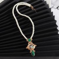 Пластиковый жемчужное ожерелье, Пластиковая жемчужина, с цинковый сплав, ювелирные изделия моды & Женский, длина:Приблизительно 15.74 дюймовый, продается PC