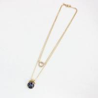 Zinc Alloy Jewelry Necklace with Sodalite Double Layer & fashion jewelry & for woman & with rhinestone nickel lead & cadmium free Sold By PC