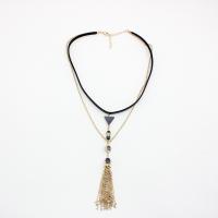 Zinc Alloy smykker halskæde, med Lapis Lazuli & lædersnor, Dobbelt lag & mode smykker & for kvinde, nikkel, bly & cadmium fri, Længde Ca. 14.96 inch, Solgt af PC