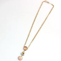 Zinc Alloy Jewelry Necklace with Rose Quartz fashion jewelry & for woman nickel lead & cadmium free Length Approx 20.86 Inch Sold By PC