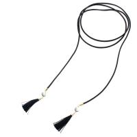 Fashion Necklace Jewelry Leather with zinc alloy bead & Shell fashion jewelry & for woman nickel lead & cadmium free Length Approx 55.11 Inch Sold By PC