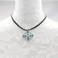 Zinc Alloy smykker halskæde, med lædersnor, mode smykker & for kvinde & med rhinestone, nikkel, bly & cadmium fri, Længde Ca. 15.55 inch, Solgt af PC