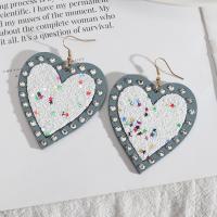 Zinc Alloy Drop Earrings with Wood Heart & fashion jewelry & for woman nickel lead & cadmium free Sold By Pair