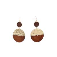 Zinc Alloy Drop Earrings with Wood fashion jewelry & for woman nickel lead & cadmium free 75mm Sold By Pair
