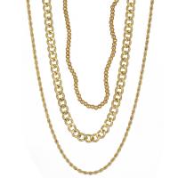 Mode Multi Layer halskæde, Zinc Alloy, KC guldfarve belagt, tre stykker & mode smykker & for kvinde, gylden, nikkel, bly & cadmium fri, Solgt af sæt