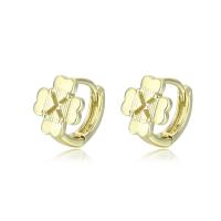 Brass Leverback Earring, Four Leaf Clover, gold color plated, fashion jewelry & for woman, golden, nickel, lead & cadmium free, 11x11mm, Sold By Pair