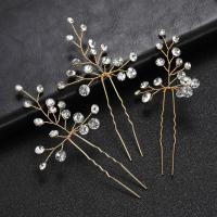 Hair Stick, Tibetan Style, fashion jewelry & for woman & with rhinestone, golden, nickel, lead & cadmium free, 110x30mm, 3PCs/Lot, Sold By Lot