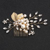 Decorative Hair Combs, Tibetan Style, with Plastic Pearl, fashion jewelry & for woman & with rhinestone, more colors for choice, nickel, lead & cadmium free, 110x70mm, Sold By PC