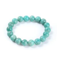 Natural Amazonite Bracelets, ​Amazonite​, Round, polished, fashion jewelry & Unisex & different size for choice, blue, Length:Approx 18 cm, Sold By PC