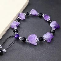 Bracelets quartz, améthyste, avec Obsidienne, Réglable & pour femme, violet, Longueur:Environ 40 cm, Vendu par PC