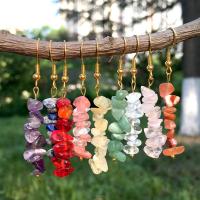 Natural Gemstone Earrings, Quartz, DIY & different materials for choice, more colors for choice, 50mm, Sold By Pair