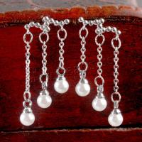 Messing Tropfen Ohrringe, mit Kunststoff Perlen, silberfarben plattiert, Modeschmuck & für Frau, weiß, 30x13mm, verkauft von Paar