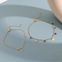 Zinc Alloy Anklet with Crystal Heart 2 pieces & fashion jewelry & for woman gold nickel lead & cadmium free Sold By Set