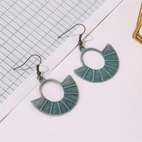 Tibetan Style Drop Earrings, Fan, plated, fashion jewelry & for woman, nickel, lead & cadmium free, 50x36mm, Sold By Pair