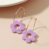Zinc Alloy Drop Earrings with Acrylic Flower plated fashion jewelry & for woman nickel lead & cadmium free 42mm Sold By Pair
