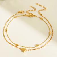 Tibetan Style Anklet, with 5cm extender chain, Heart, 2 pieces & fashion jewelry & for woman, gold, nickel, lead & cadmium free, Length:Approx 22 cm, Sold By Set