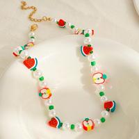 Collar de Aleación de Zinc, con Perlas plásticas, con 7.5cm extender cadena, Fruta, Joyería & para mujer, libre de níquel, plomo & cadmio, longitud aproximado 42 cm, Vendido por Set