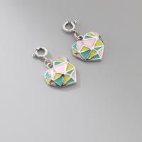 925 Sterling Silver Pendant Heart plated DIY & epoxy gel multi-colored Sold By PC