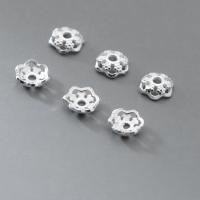 925 Sterling Silver Bead Cap, petals, plated, DIY, silver color, 6mm, Hole:Approx 1.4mm, Sold By PC