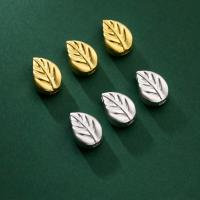 925 Sterling Silver Beads, Leaf, plated, DIY, more colors for choice, 14x9.50x5.50mm, Hole:Approx 1.6mm, Sold By PC