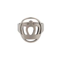Rustfrit stål fingre Ringe, 304 rustfrit stål, Crown, forgyldt, Unisex, sølv, Størrelse:6.5, Solgt af PC