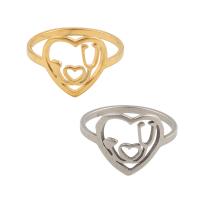 Rustfrit stål fingre Ringe, 304 rustfrit stål, Heart, forgyldt, Unisex, flere farver til valg, Størrelse:6.5, Solgt af PC