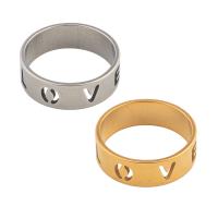 Rustfrit stål fingre Ringe, 304 rustfrit stål, forgyldt, Unisex, flere farver til valg, Størrelse:6.5, Solgt af PC