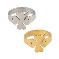 Stainless Steel Finger Ring, 304 Stainless Steel, Four Leaf Clover, plated, Unisex, more colors for choice, US Ring Size:6.5, Sold By PC