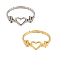 Stainless Steel Finger Ring, 304 Stainless Steel, Heart, plated, Unisex, more colors for choice, US Ring Size:6.5, Sold By PC