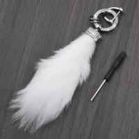 Fur Ball Pom Pom Keychain, Plush, with Tibetan Style, fashion jewelry & with rhinestone, more colors for choice, nickel, lead & cadmium free, Sold By PC