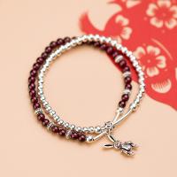 925 Sterling Silver Bangle Bracelet with Garnet fashion jewelry & for woman nickel lead & cadmium free Sold By PC