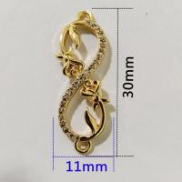 Cubic Zirconia Micro Pave Brass Connector, Infinity, gold color plated, DIY & micro pave cubic zirconia & 1/1 loop, 30x11mm, Sold By PC