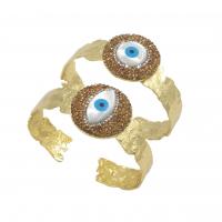 Evil Eye Schmuck Armband, Messing, goldfarben plattiert, Modeschmuck & Micro pave Zirkonia & für Frau, keine, frei von Nickel, Blei & Kadmium, Innendurchmesser:ca. 54mm, verkauft von PC