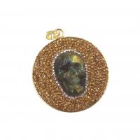 Brass with Labradorite Skull gold color plated DIY & micro pave cubic zirconia nickel lead & cadmium free  Sold By PC